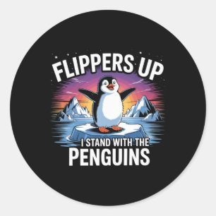 Pegatina Redonda Flippers Up I Stand With the Penguins Funny Trump