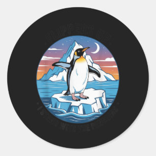 Pegatina Redonda Flippers Up I Stand With The Pingüins