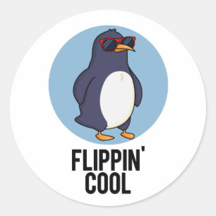 Pegatina Redonda Flippin Guay Funny Penguin Pun