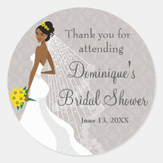 Pegatina Redonda Flirty Gray Bridal Shower