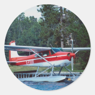 Pegatina Redonda Floatplane de Cessna