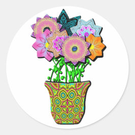 Pegatina Redonda flor