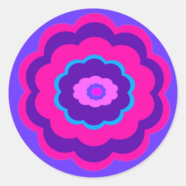 Pegatina Redonda Flor alegre (Anverso)