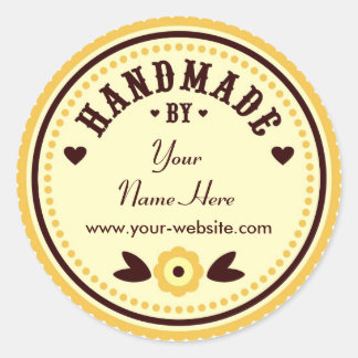 Pegatina Redonda Flor Amarilla Hecha A Mano Por Pegatinas Personali