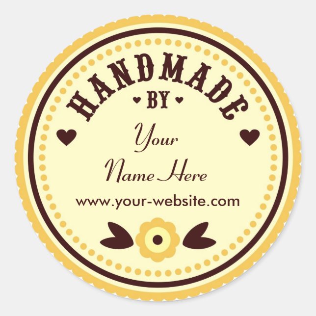 Pegatina Redonda Flor Amarilla Hecha A Mano Por Pegatinas Personali (Anverso)