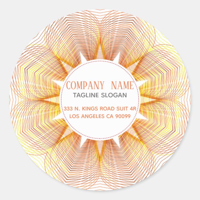 Pegatina Redonda Flor Amarilla Y Naranja (Anverso)