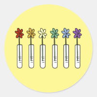 Flor arcoiris y científico beaker