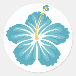 Pegatina Redonda Flor azul hibiscus