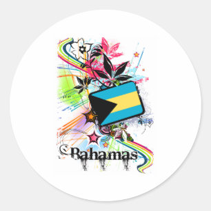 Pegatina Redonda Flor Bahamas