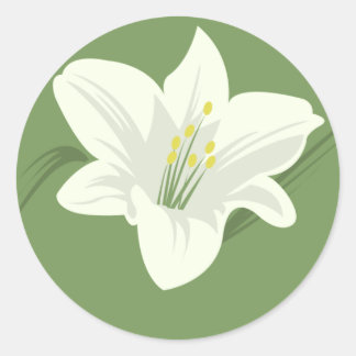 Pegatina Redonda Flor blanca