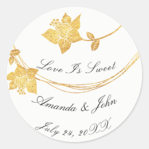 Pegatina Redonda Flor blanca Lilac Salven la fecha en que el amor e