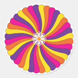 Pegatina Redonda Flor brillante Retro Sesenta