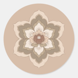 Pegatina Redonda Flor china de baoxiang en el bronce de otoño