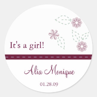 Pegatina Redonda Flor con Pegatinas de cinta de opciones con título