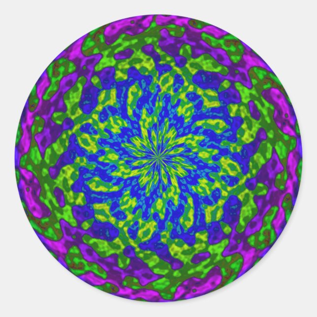 Pegatina Redonda Flor con Swirls (Anverso)