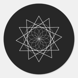 Pegatina Redonda Flor con triángulos sagrados