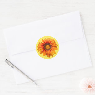 Pegatina Redonda Flor cortada con gradiente naranja amarillo brilla
