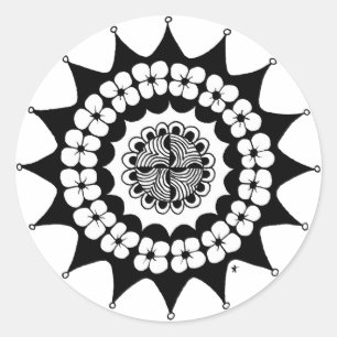 Pegatina Redonda Flor Crown Zen Mandala