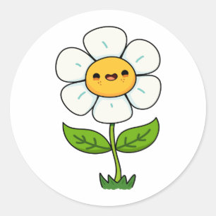 Pegatina Redonda Flor Cute Kawaii