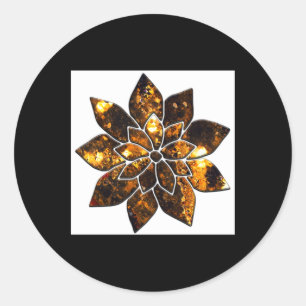 Pegatina Redonda Flor De Ámbar O Quizás Un Navidad Estrella Blanca