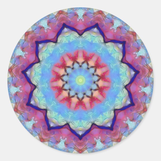Pegatina Redonda Flor de arcoiris Mandala Pequeños Pegatinas redond (Anverso)