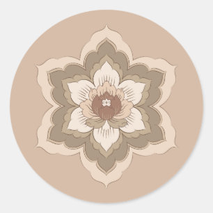 Pegatina Redonda Flor de Baoxiang china en bronce de otoño