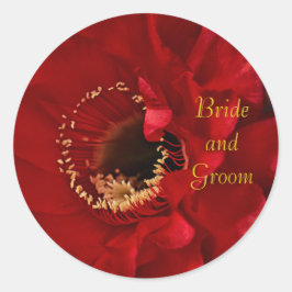 Pegatina Redonda Flor de cactus de Firelight Bride and Groom