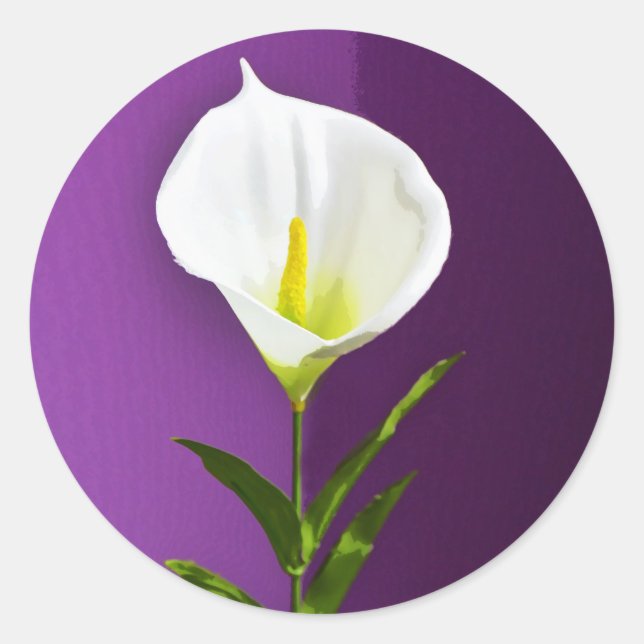 Pegatina Redonda Flor de Cala Lily (Anverso)