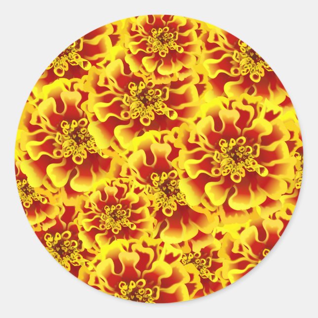 Pegatina Redonda Flor de Caléndula (Anverso)