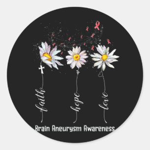 Pegatina Redonda Flor de Conciencia de Aneurisma Cerebral Fe Espera