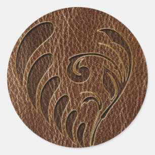 Pegatina Redonda Flor de cuero