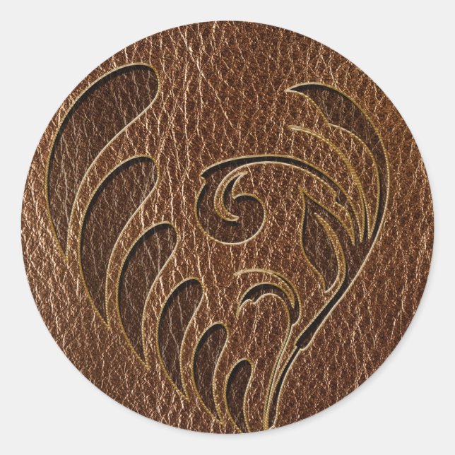Pegatina Redonda Flor de cuero (Anverso)