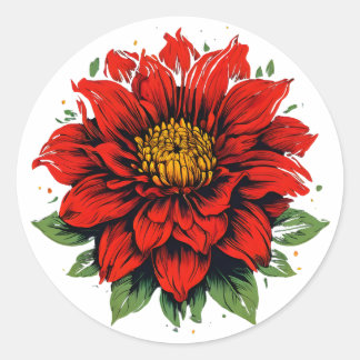 Pegatina Redonda Flor de Dahlia