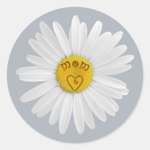 Pegatina Redonda Flor De Daisy Para La Historia Del Personalizar De
