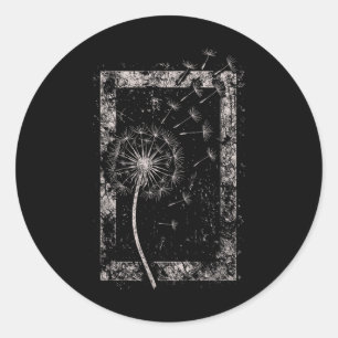 Pegatina Redonda Flor de Diente de León Grunge Alt Alternativo Goth