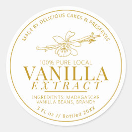 Pegatina Redonda Flor de extracto de vainilla y amarillo de judías