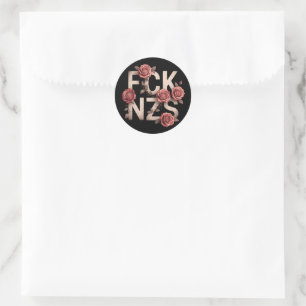 Pegatina Redonda Flor de FCK NZS contra derecha Lgbtq+