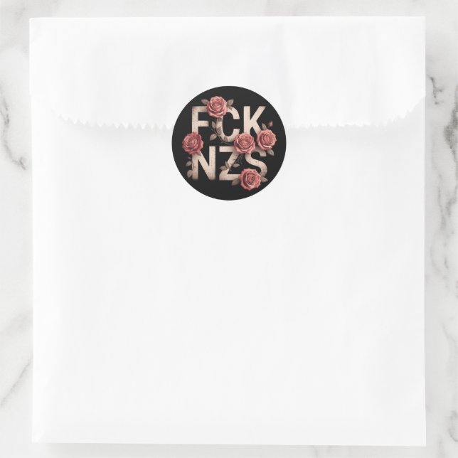 Pegatina Redonda Flor de FCK NZS contra derecha Lgbtq+ (Bolso)