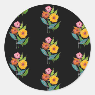 Pegatina Redonda Flor de flores silvestres de zinnia artificial