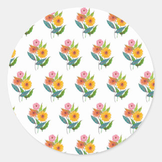 Pegatina Redonda Flor de flores silvestres de zinnia artificial