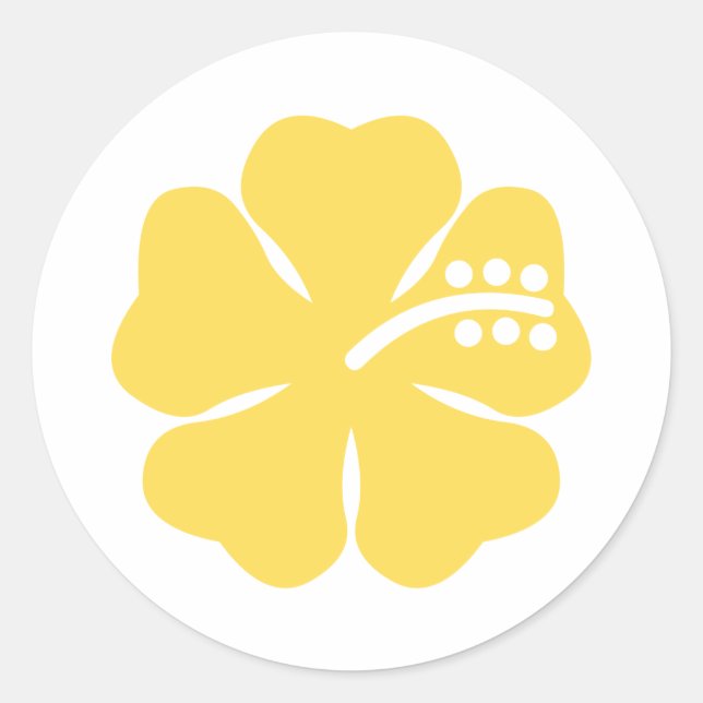 Pegatina Redonda flor de hibiscus amarillo (Anverso)