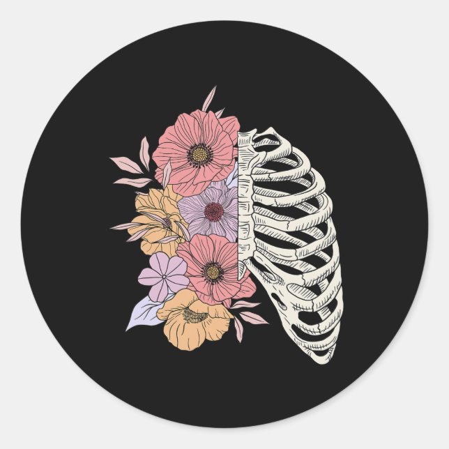 Pegatina Redonda Flor de jaula fácil disfraz de Halloween (Anverso)