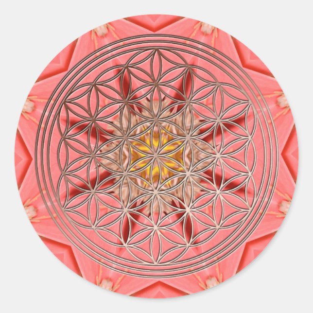 Pegatina Redonda Flor de la vida (Anverso)
