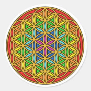 Pegatina Redonda Flor de la vida Chakra1