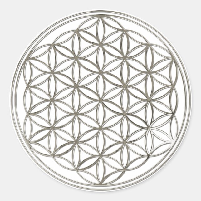 Pegatina Redonda Flor de la vida, Flower Of Life |/silver big (Anverso)