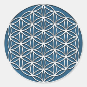 Pegatina Redonda Flor de la vida plata - Flower of life -