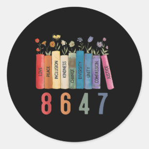 Pegatina Redonda Flor de libro de derechos iguales 8647 mujeres fem