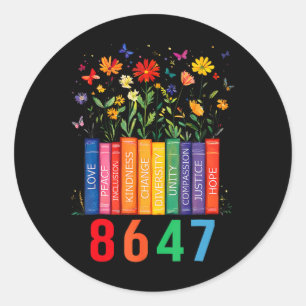 Pegatina Redonda Flor de libro de derechos iguales Trump Derechos d