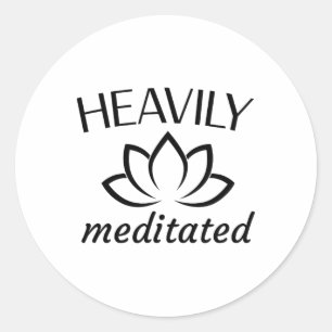 Pegatina Redonda Flor de Loto Meditada Profundamente Meditación Zen