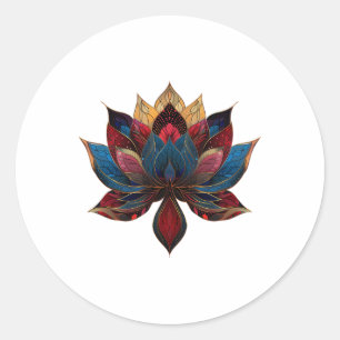 Pegatina Redonda Flor de Loto Vintage Zen Budismo Japonés Yoga _4